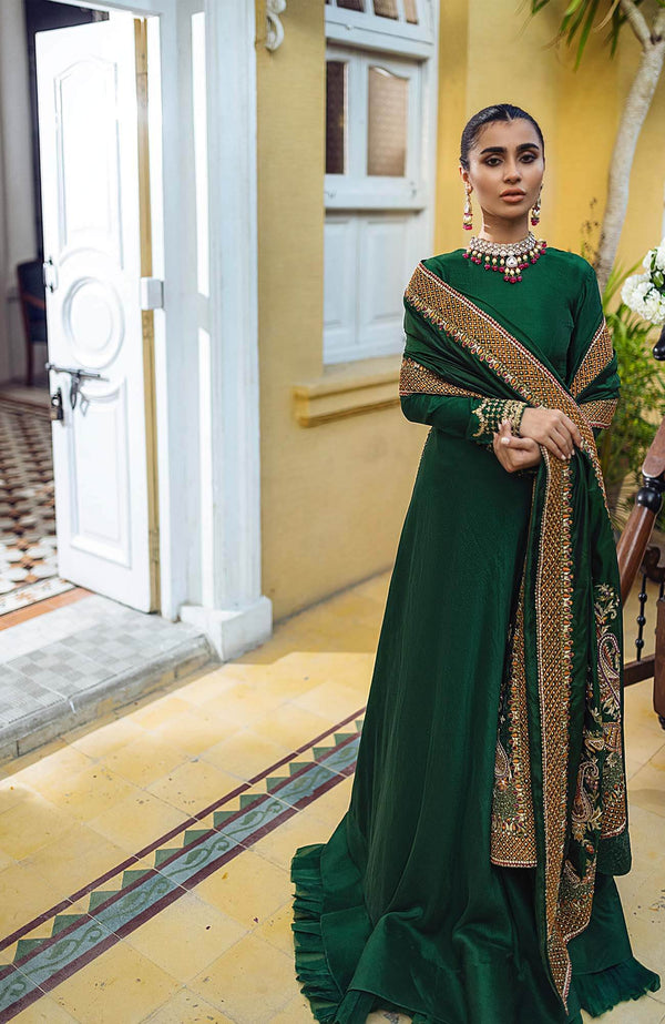 Emerald Green Lehenga With Bodice & Dupatta