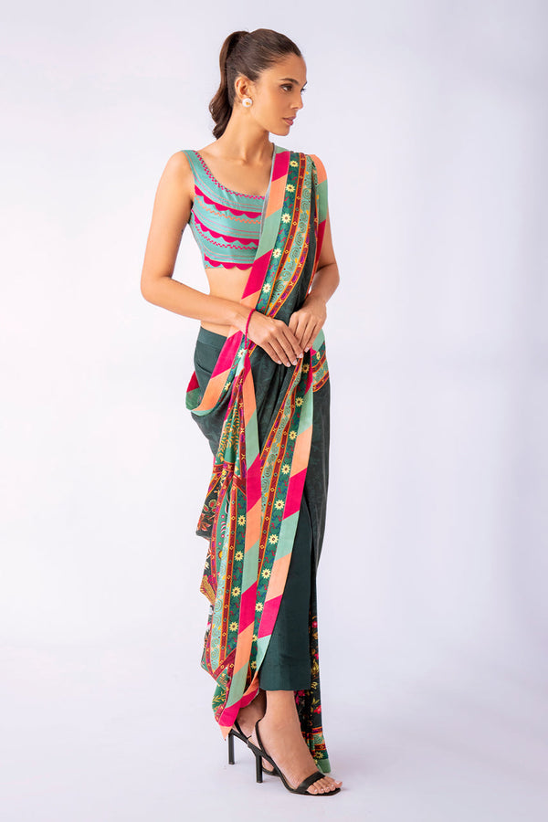 sari & Blouse-Charmeuse