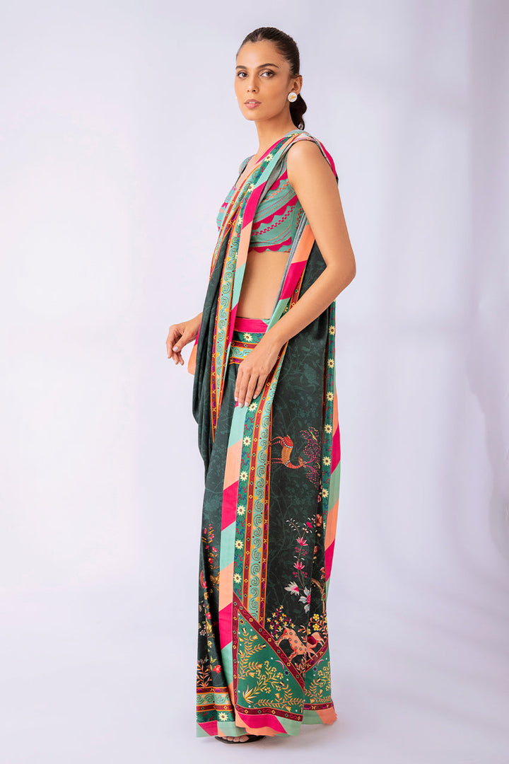 sari & Blouse-Charmeuse