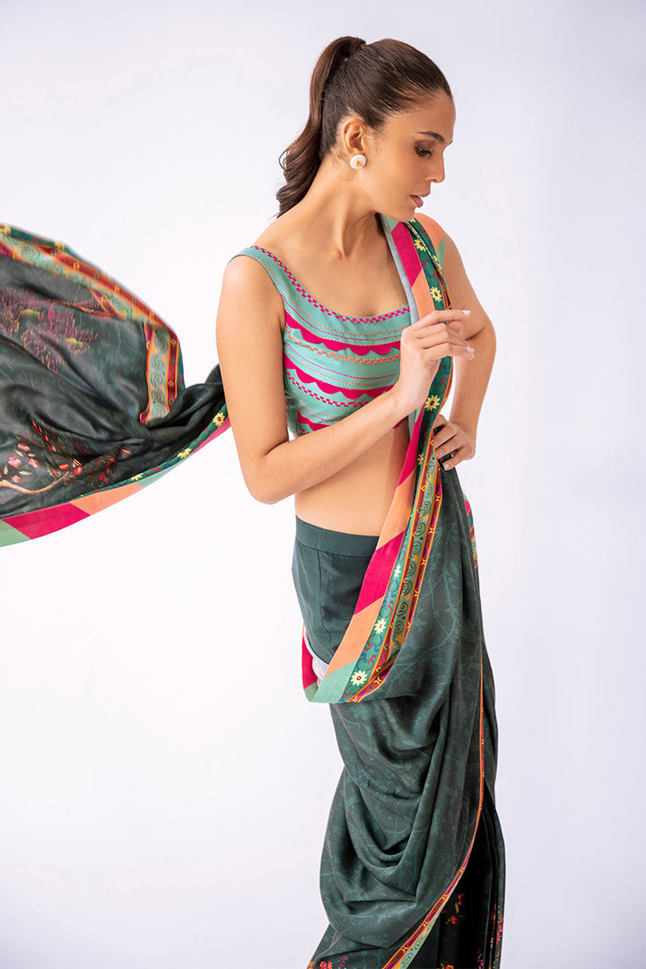 sari & Blouse-Charmeuse