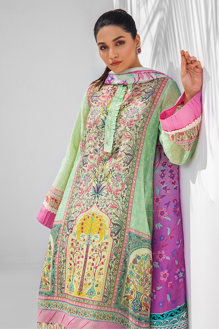 Shirt & Dupatta-Cotton Net