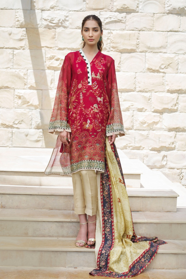 Shirt & Dupatta-Cotton Net