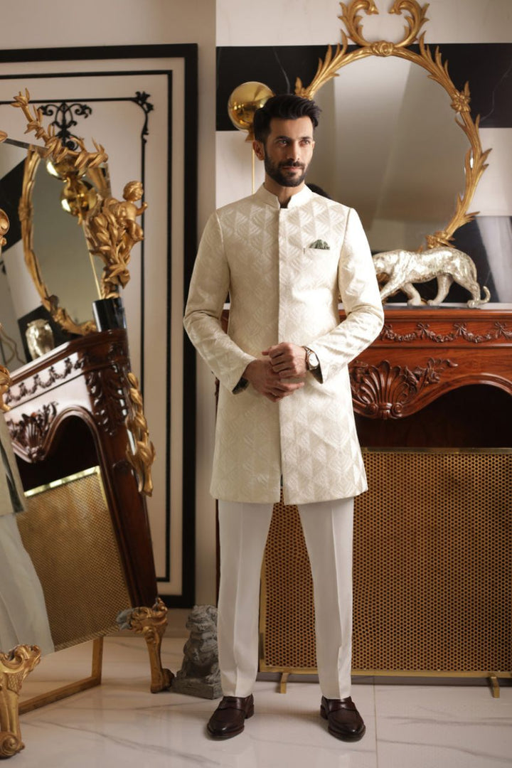 Sherwani & Trousers-Raw Silk