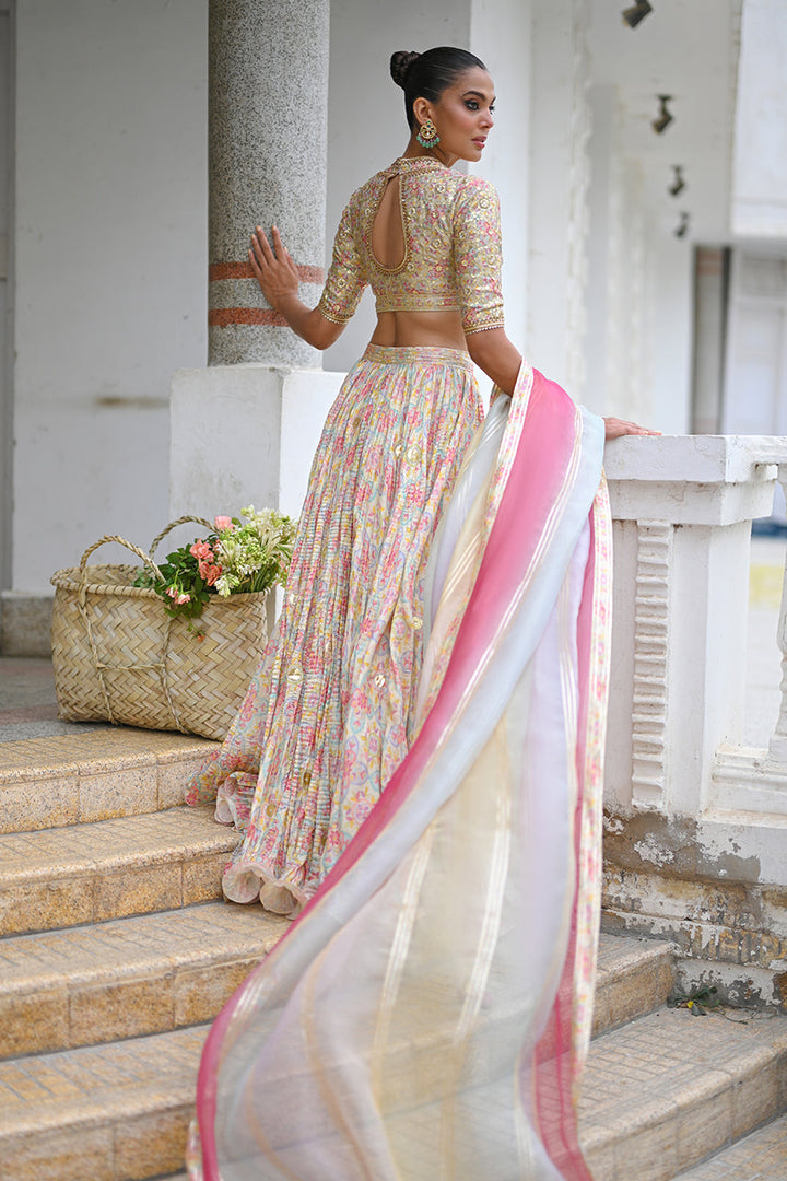 Choli, Lehnga & Dupatta-Khaddi Silk