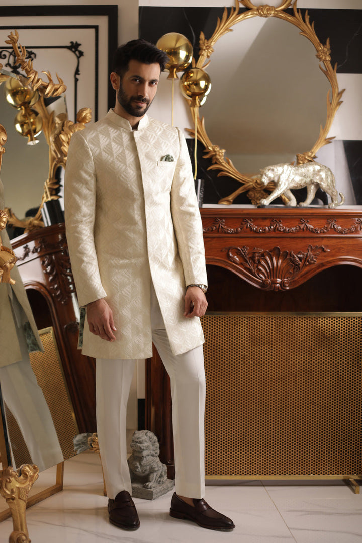 Sherwani & Trousers-Raw Silk