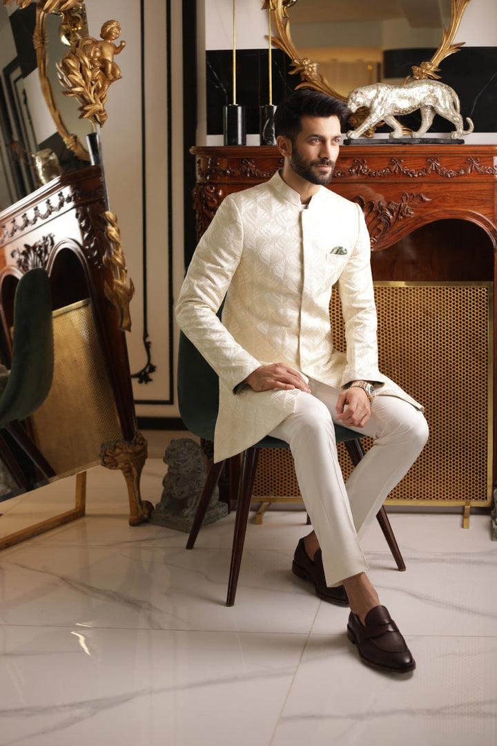 Sherwani & Trousers-Raw Silk