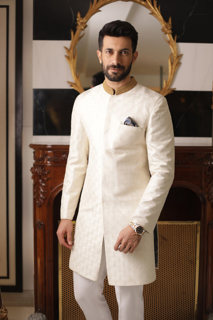 Sherwani & Trousers-Raw Silk