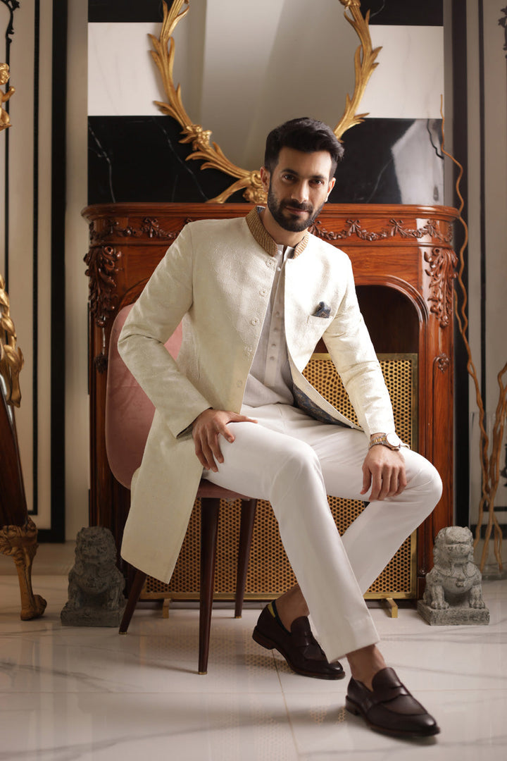 Sherwani & Trousers-Raw Silk