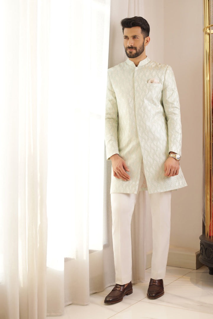 Sherwani & Trousers-Raw Silk