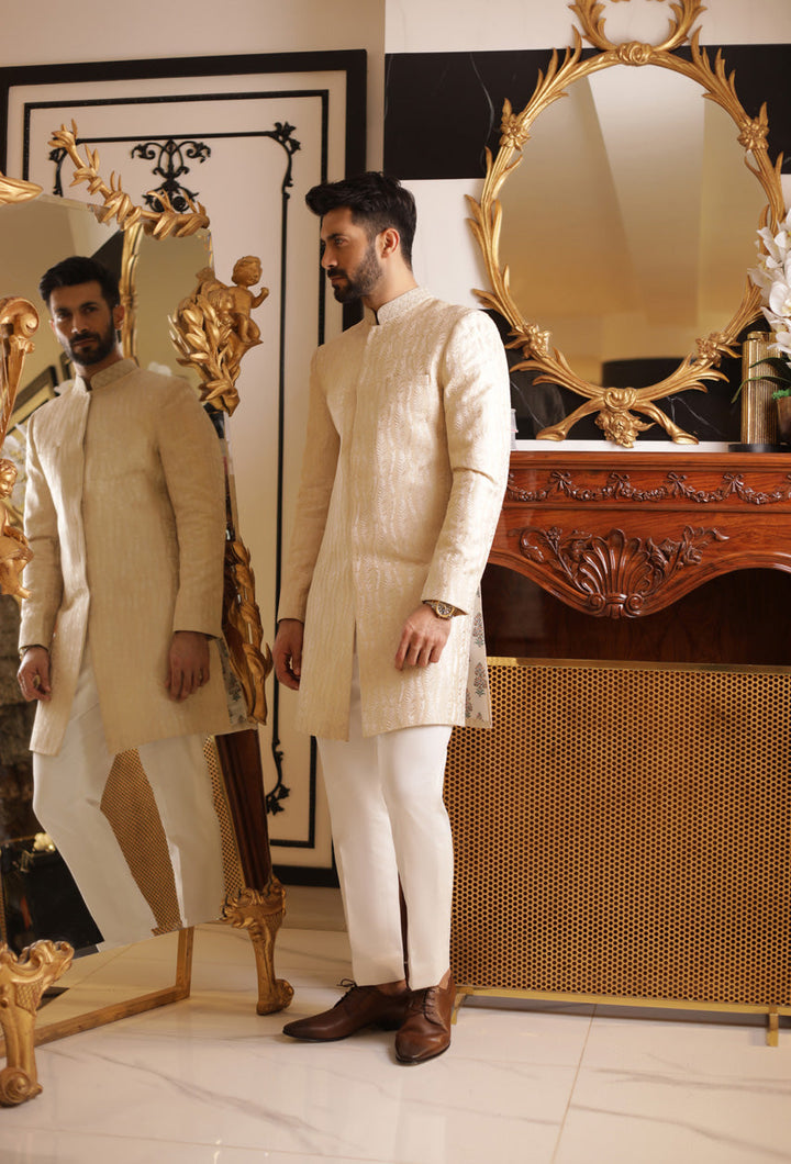 Sherwani & Trousers-Raw Silk