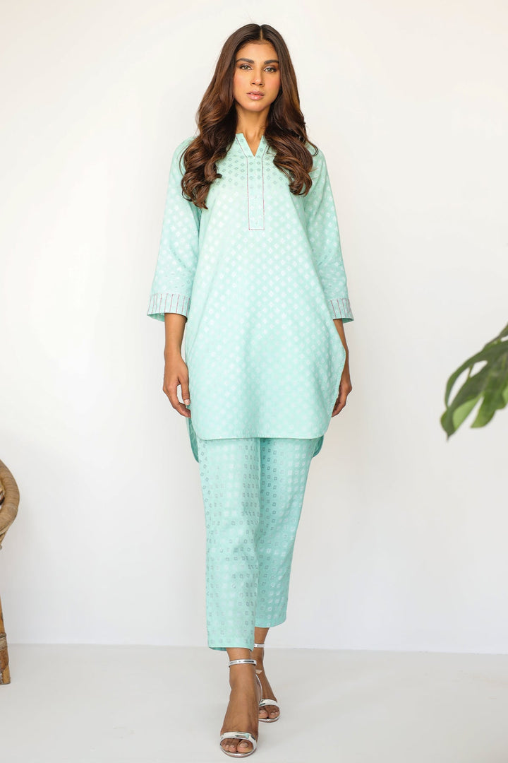 Ready to wear | 2 Pcs | Light Green Suit