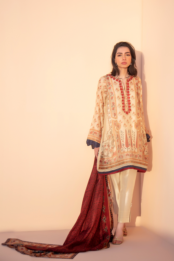 Shirt & Dupatta-Cotton Net