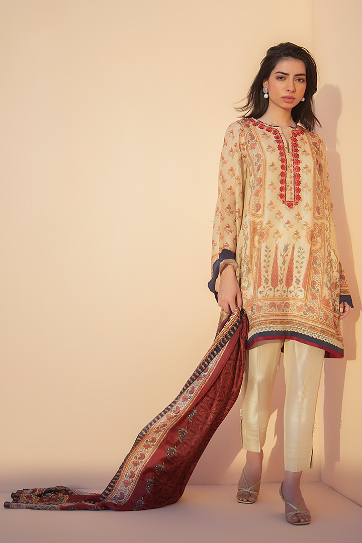 Shirt & Dupatta-Cotton Net