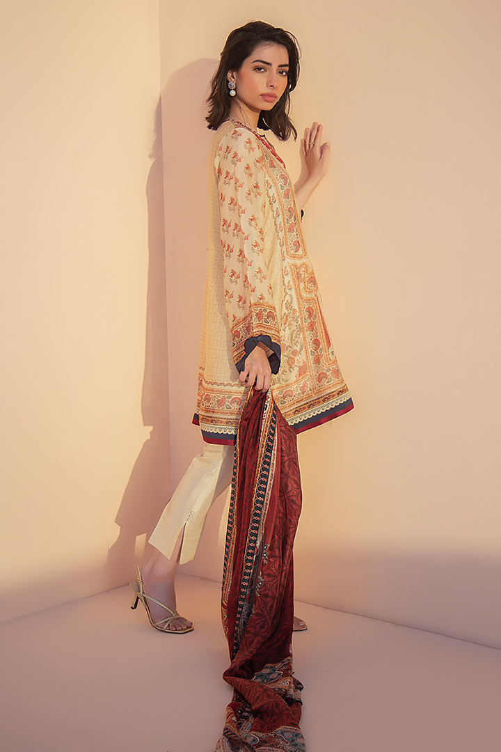 Shirt & Dupatta-Cotton Net