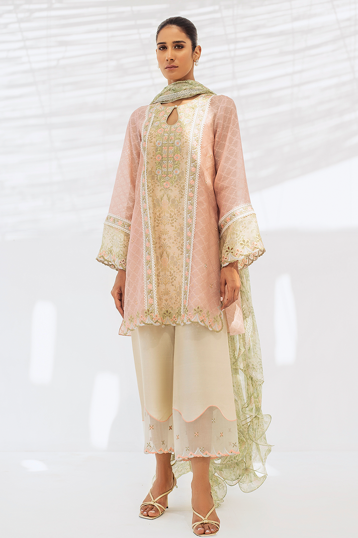 Shirt & Dupatta-Cotton Net