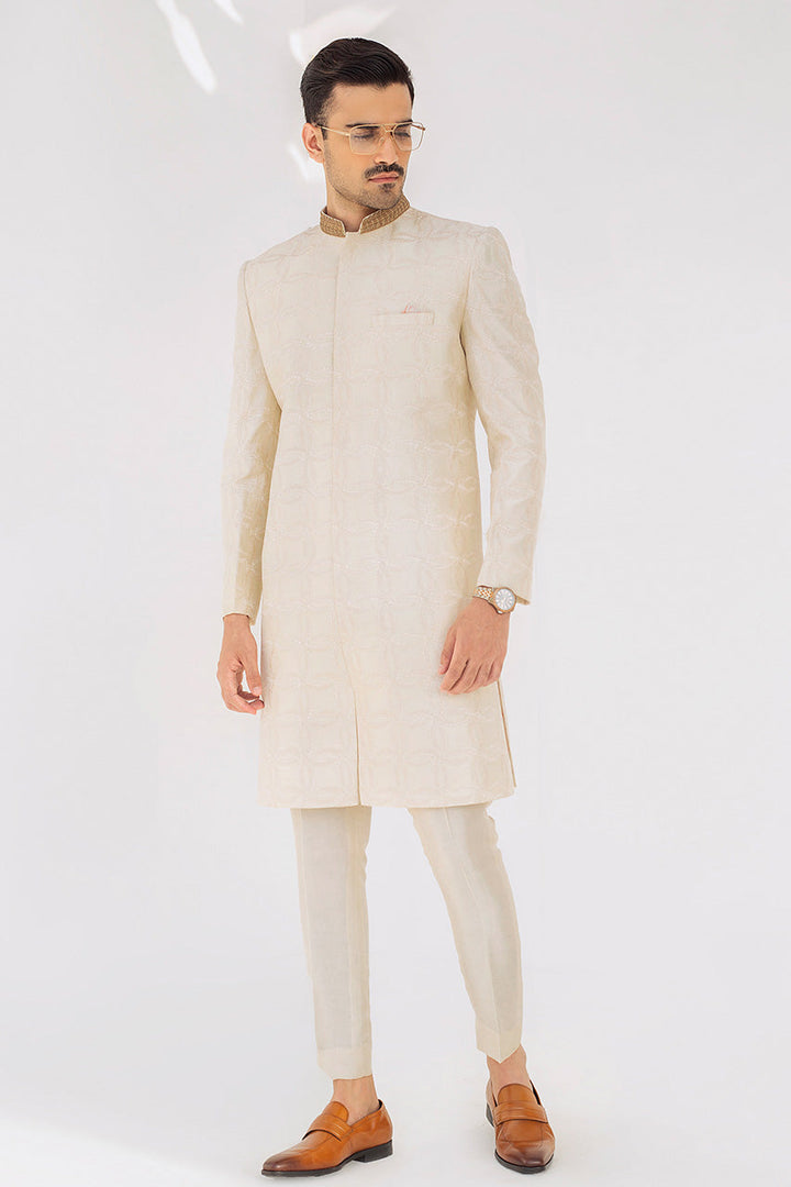 Sherwani & Trousers-Raw Silk