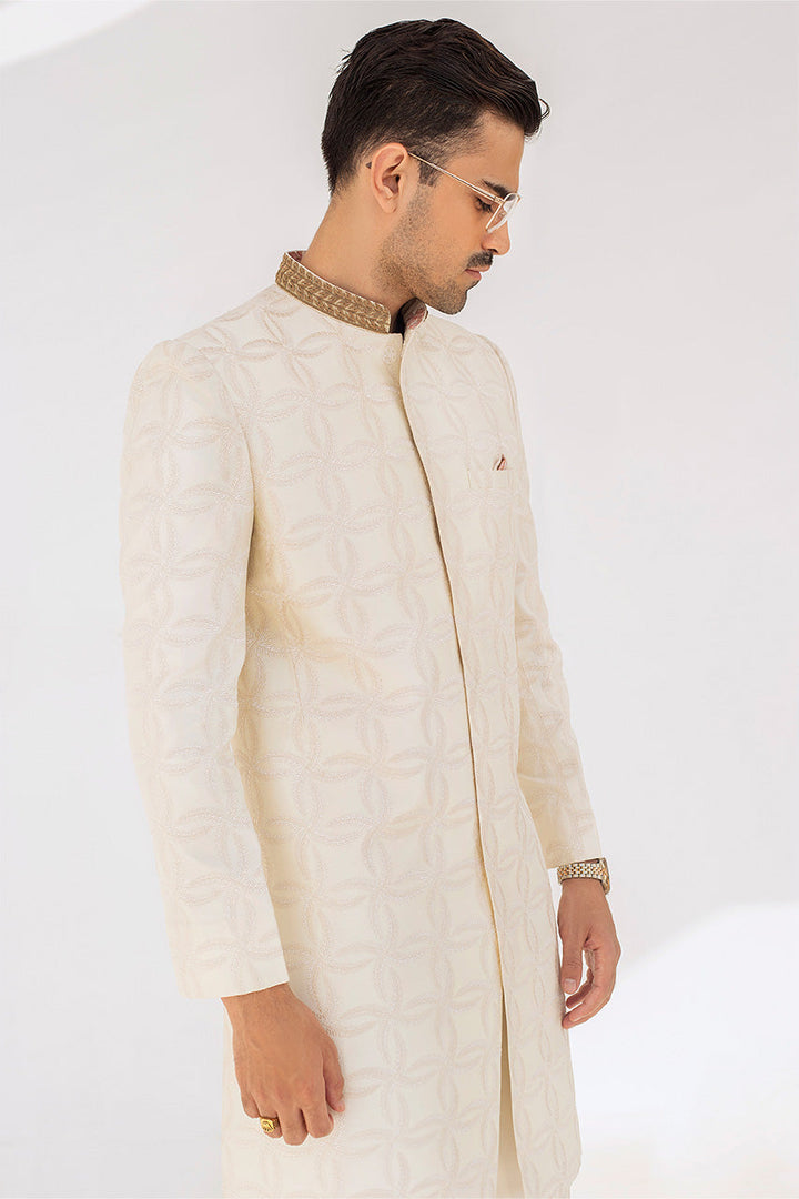 Sherwani & Trousers-Raw Silk