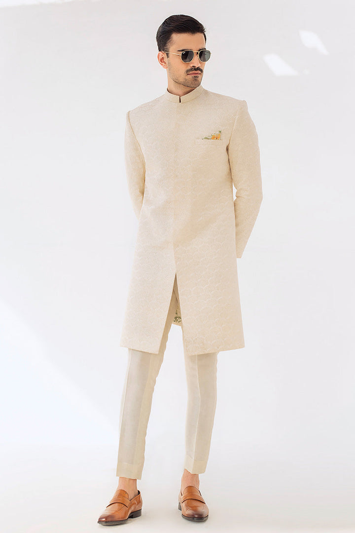 Sherwani & Trousers-Raw Silk