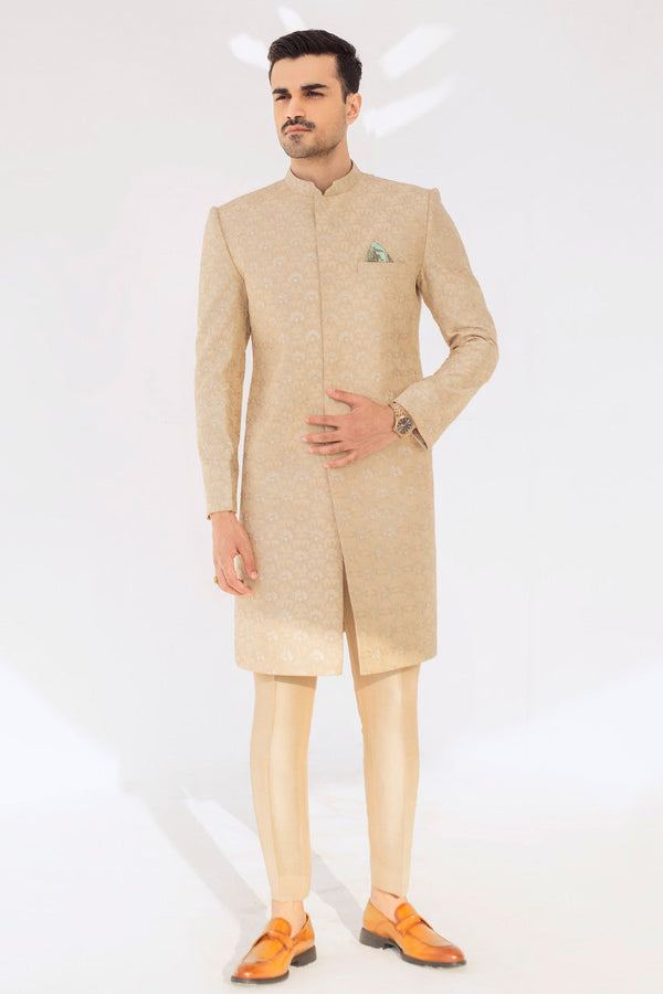 Sherwani & Trousers-Raw Silk