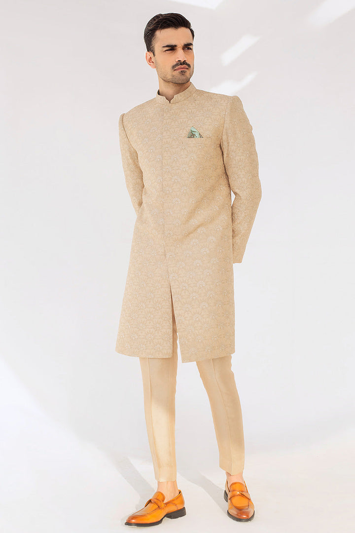 Sherwani & Trousers-Raw Silk