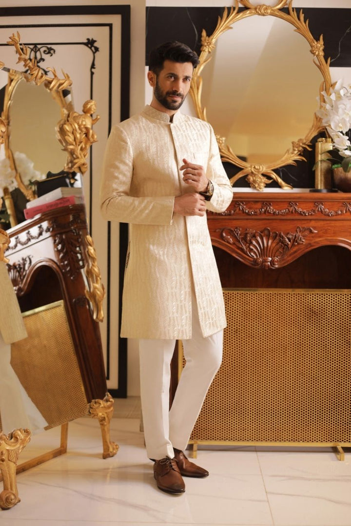 Sherwani & Trousers-Raw Silk