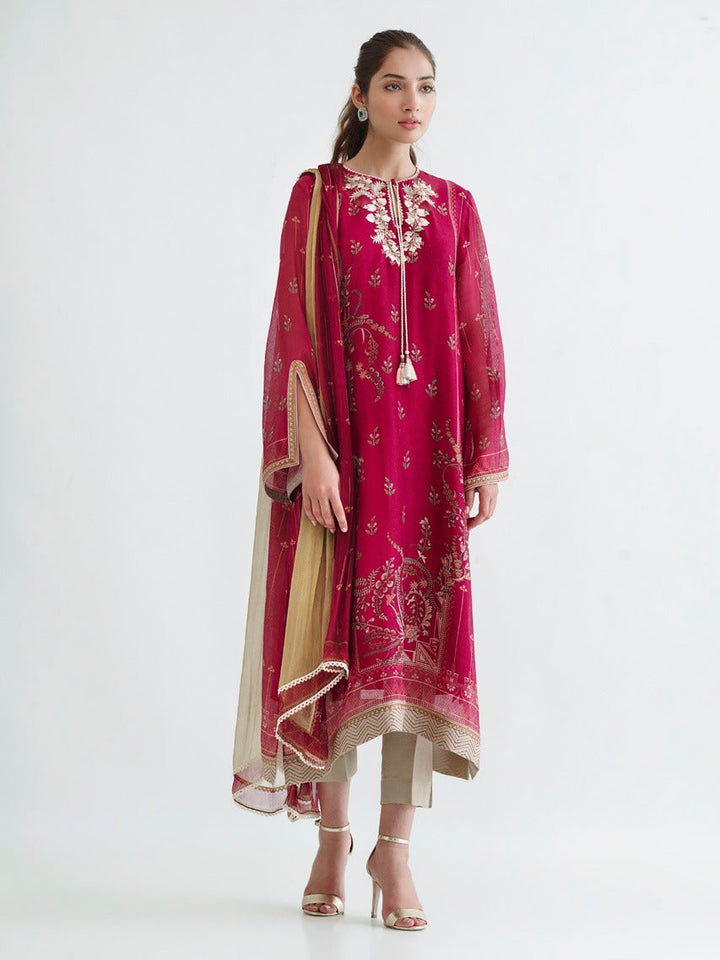 Shirt & Dupatta-Cotton Net