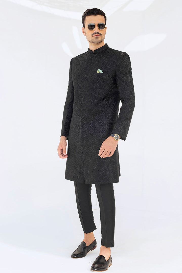 Sherwani & Trousers-Raw Silk