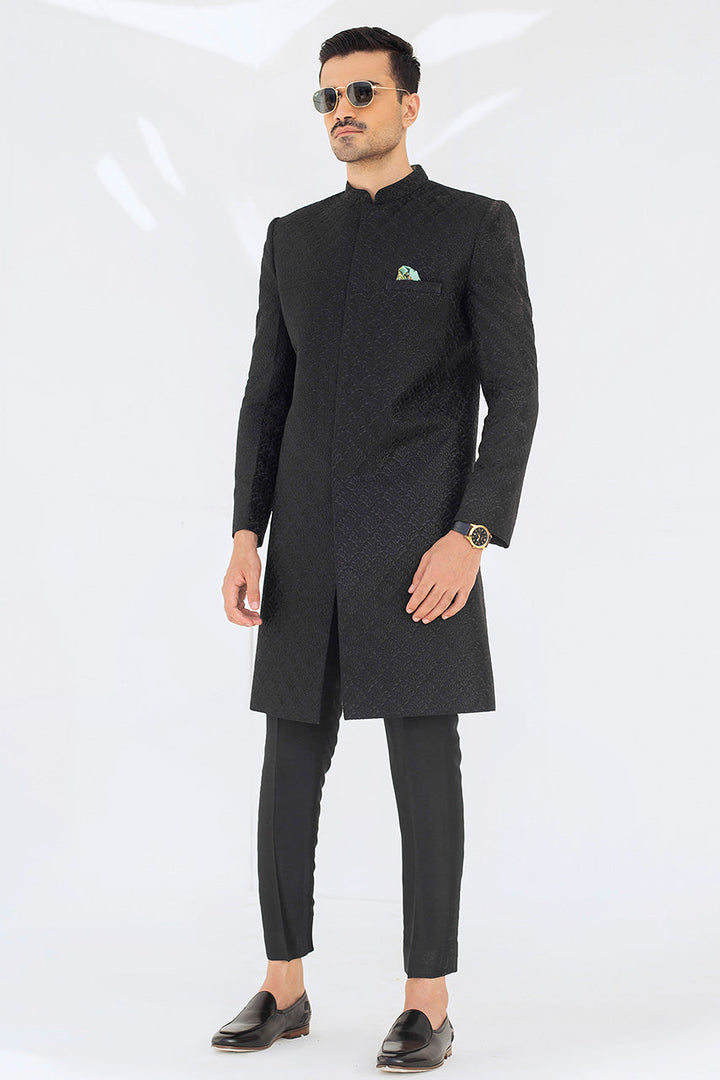 Sherwani & Trousers-Raw Silk