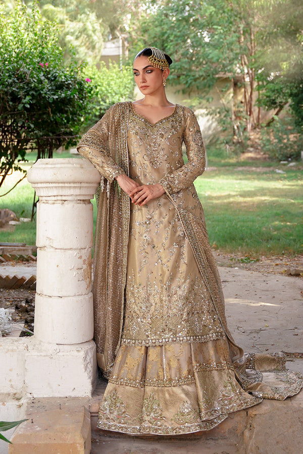 Gold Bridal Shirt With Farshi