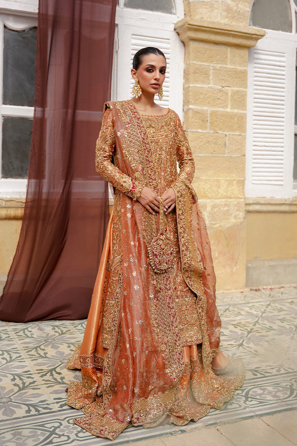 Rust Bridal With Two Dupatta Set